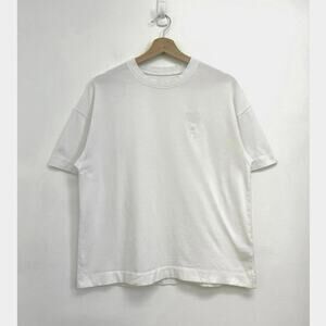 AMI Paris Embroidered Heart Logo Boxy Oversized Organic Luxury T-Shirt - Med
